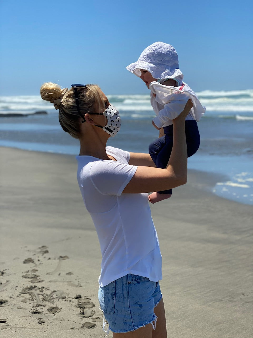 Beach Day in our Savvy Sleepers Polka Dot Non-Medical Mask
