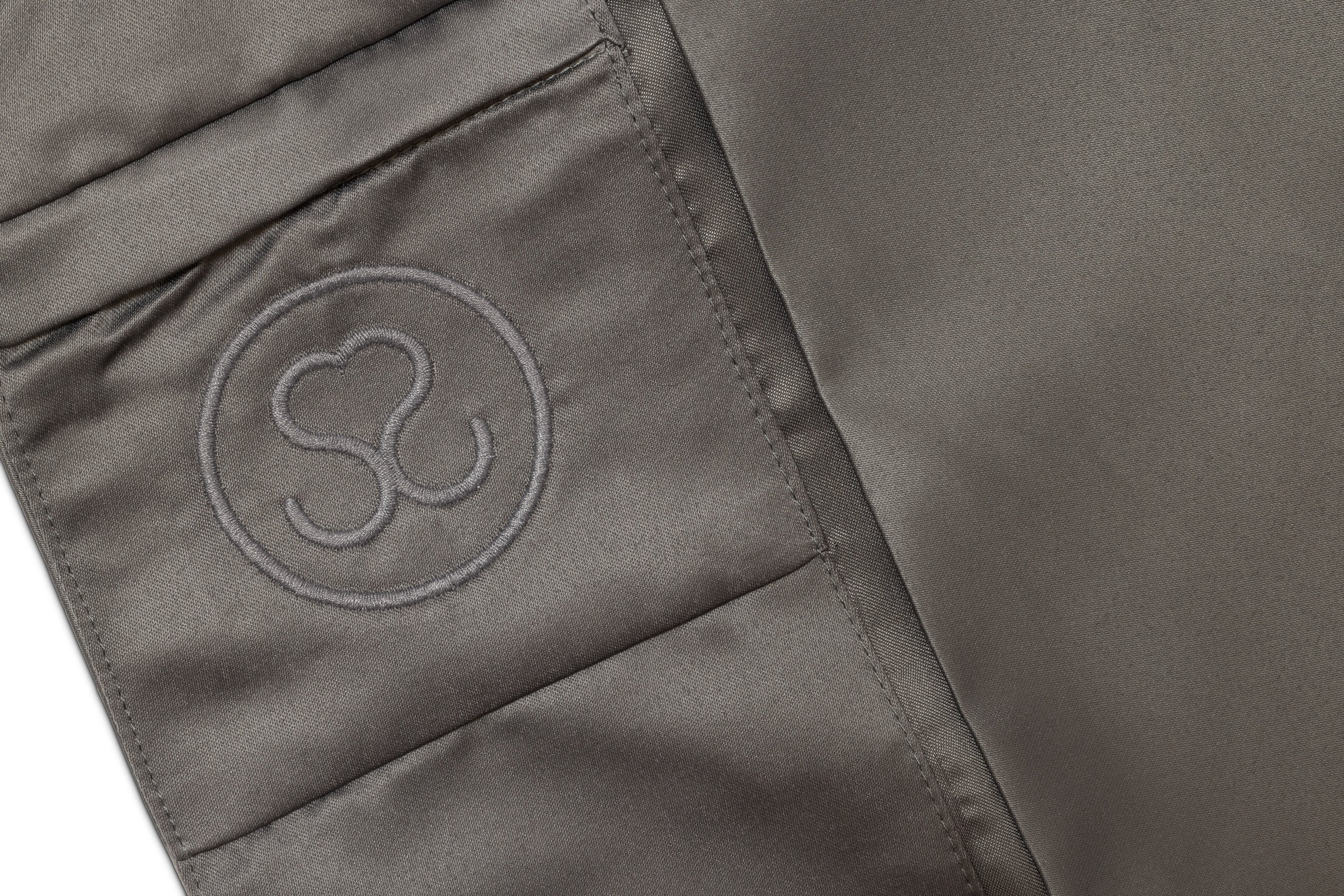 'Pinot Greige' Luxe Satin Pillowcase. Anti-aging, machine washable, with the bonus secret pocket.