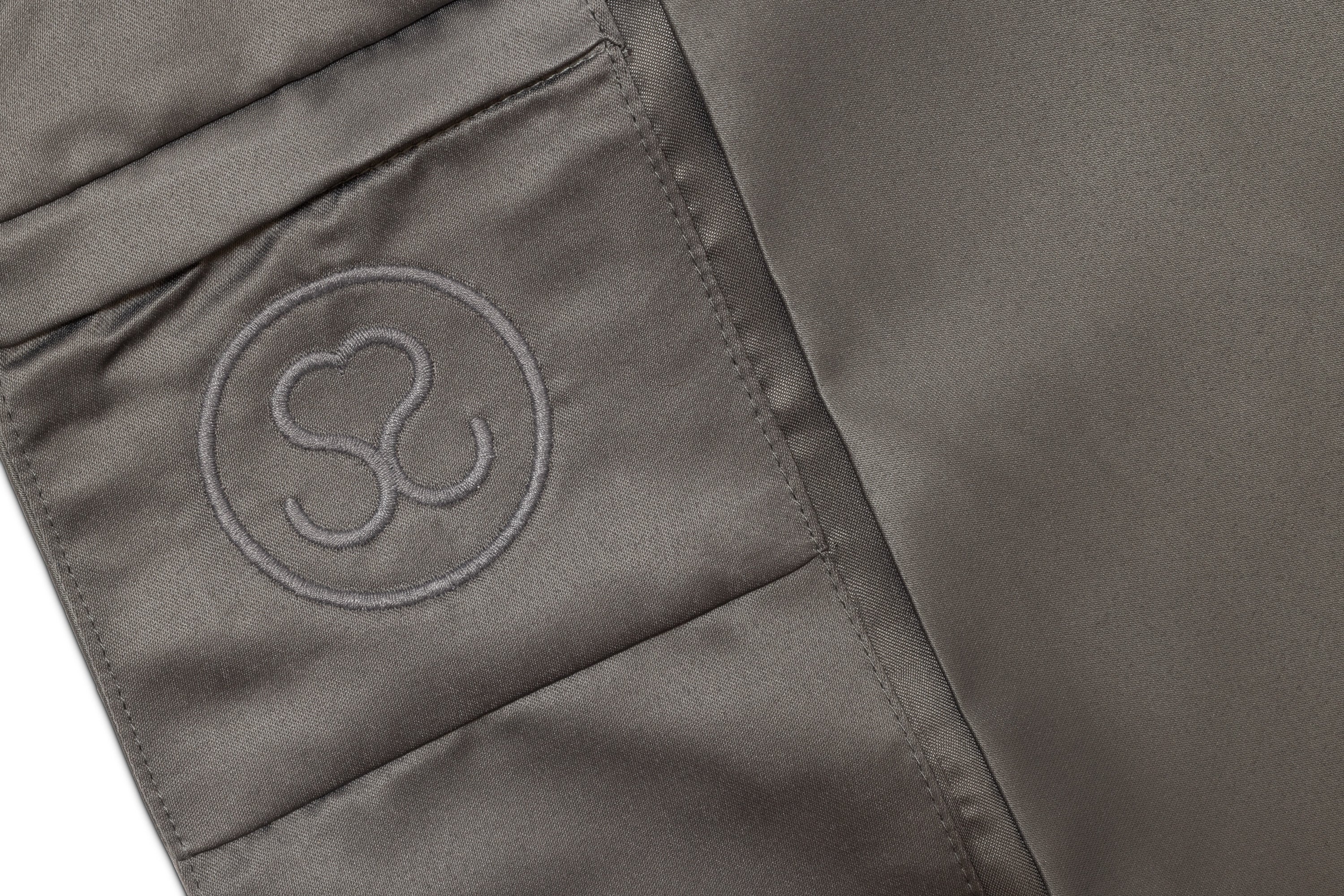 'Pinot Greige' Luxe Satin Pillowcase. Anti-aging, machine washable, with the bonus secret pocket.