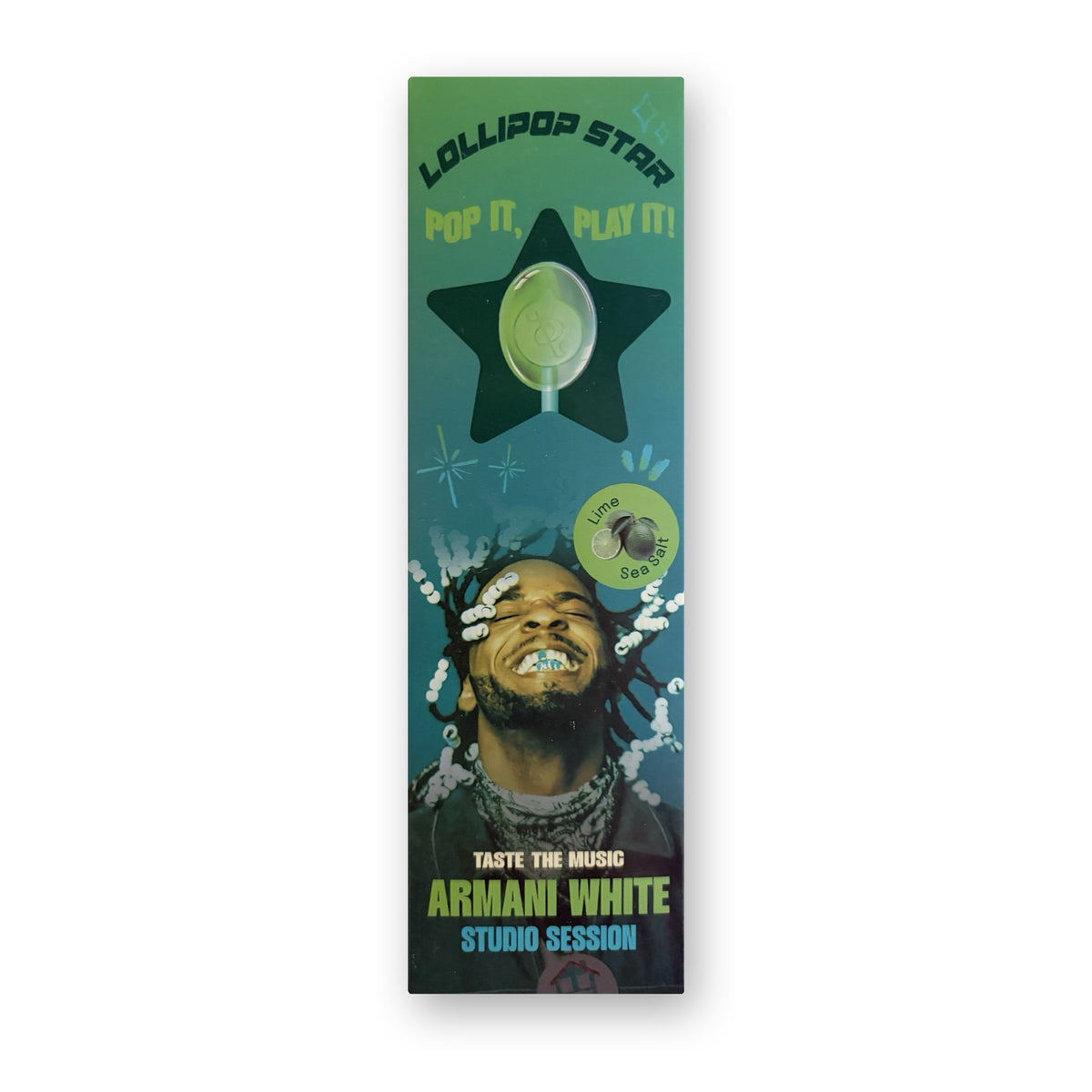Lollipop Star Armani White Lime Sea Salt music lollipop
