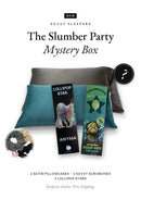 Savvy Sleepers Slumber Party Mystery Box with two satin pillowcases, scrunchies and two Lollipop Stars