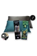 Mystery box flat lay: satin pillowcases, Savvy Scrunchies and Lollipop Star music lollipops
