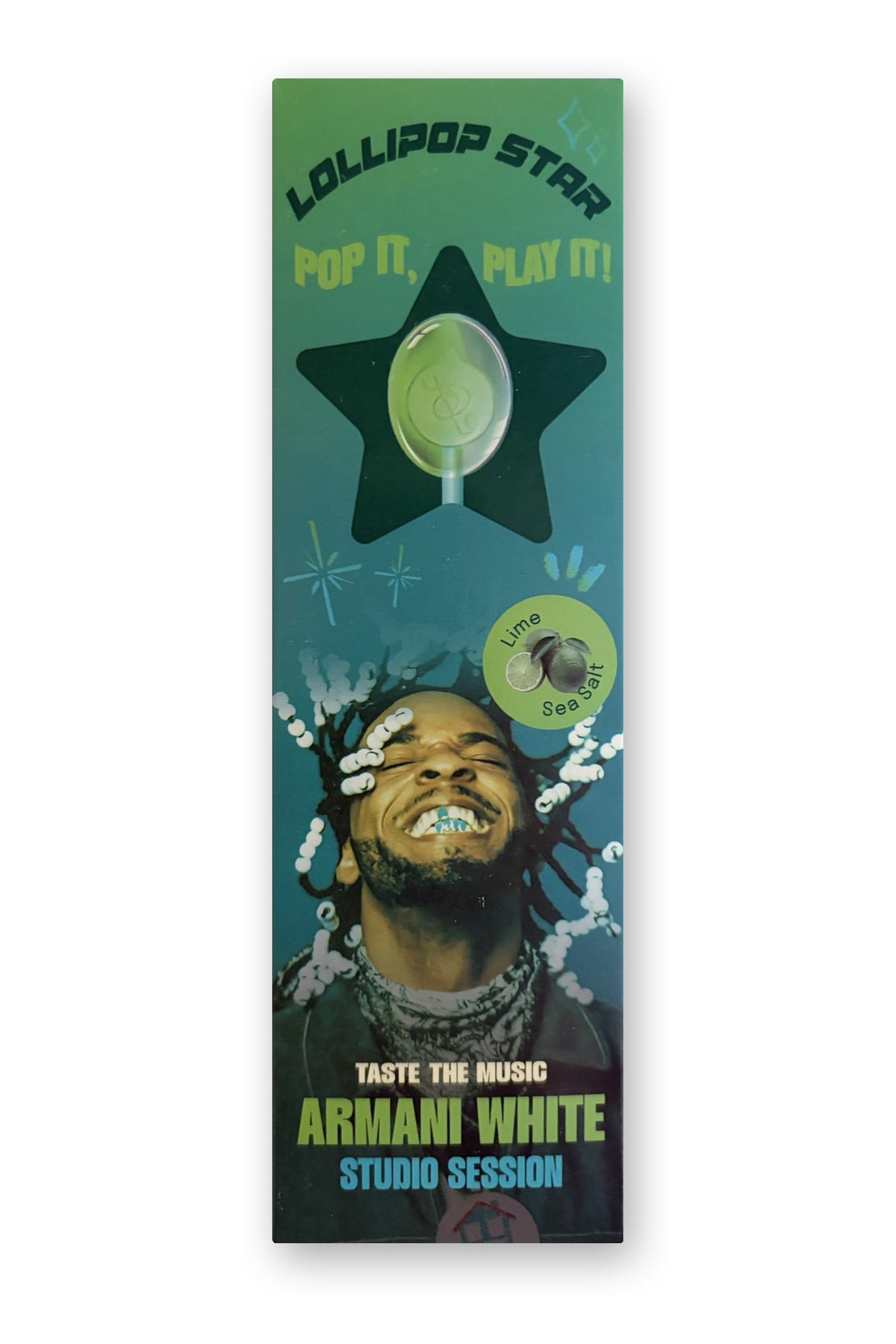 Lollipop Star Armani White Lime Sea Salt music lollipop